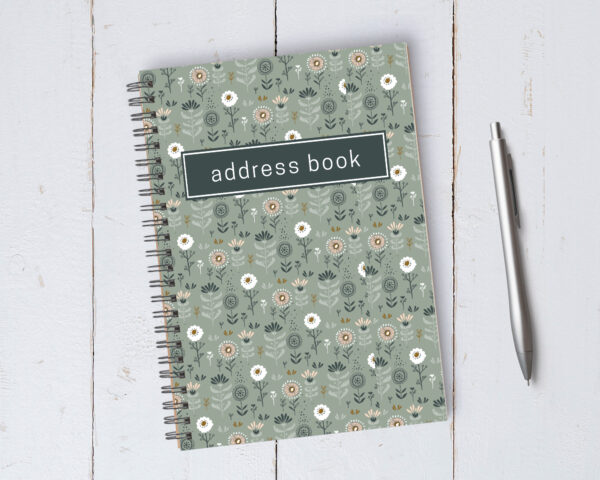 Personalizable Green Floral Address Book / A5 / Coil Bound - Image 4