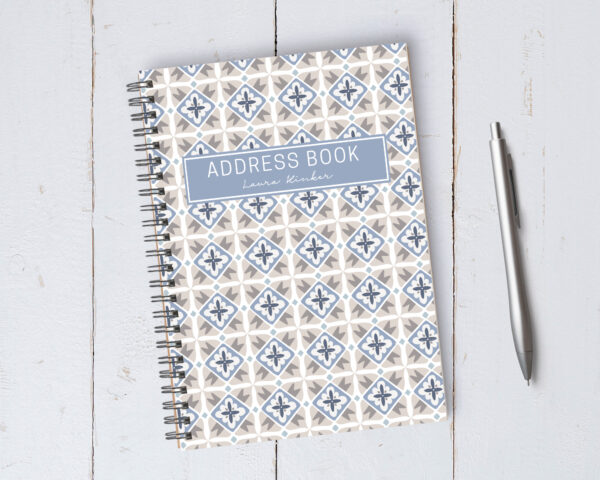 Personalizable Modern Tile Address Book / A5 / Coil Bound