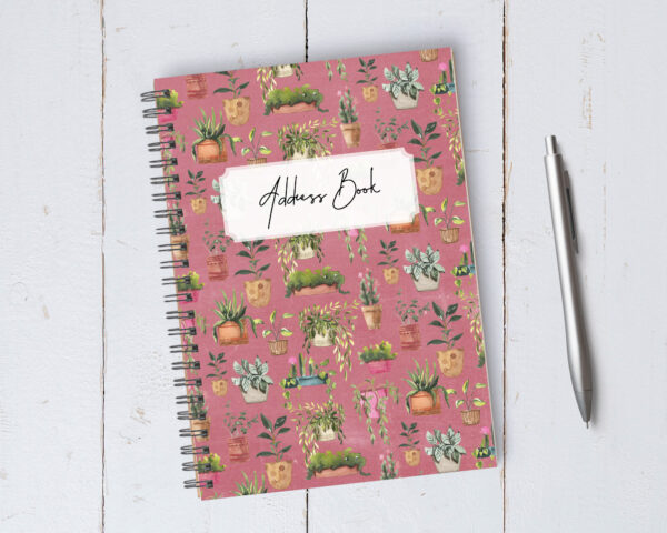 Personalizable Pink Potted Plant Address Book / A5 / Coil Bound - Image 4