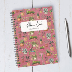 Personalizable Pink Potted Plant Address Book / A5 / Coil Bound