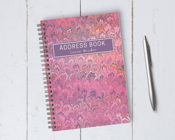 Personalizable Pink Swirl Address Book / A5 / Coil Bound