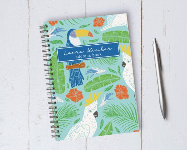 Personalized Tropical Bird Address Book / A5 / Coil Bound