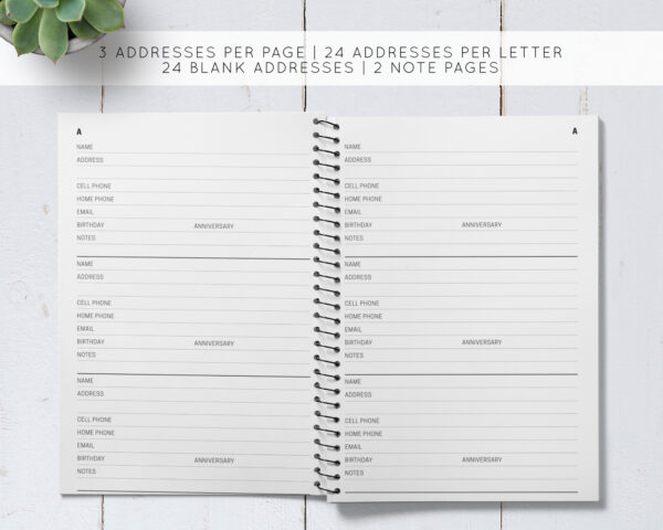 Personalizable Pink Potted Plant Address Book / A5 / Coil Bound - Image 7