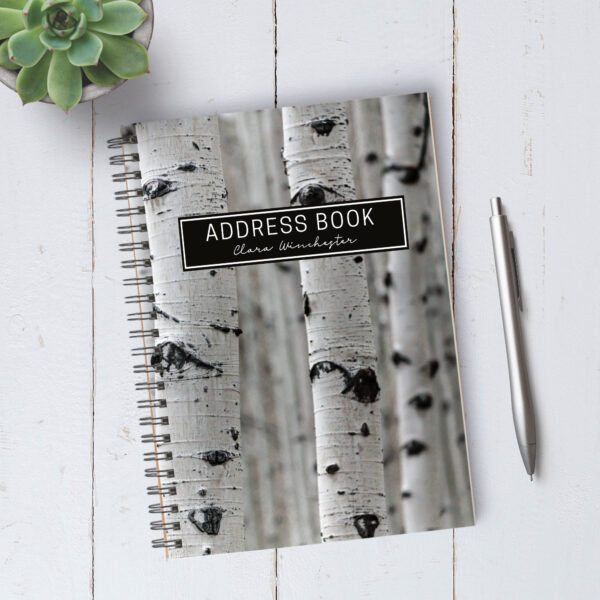 Personalizable Birch Trees Address Book / A5 / Coil Bound