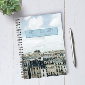 Personalizable Rooftops of Paris Address Book / A5 / Coil Bound