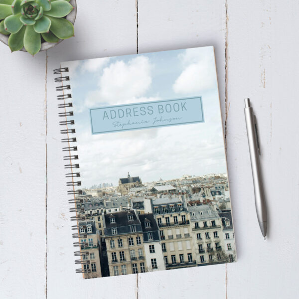 Personalizable Rooftops of Paris Address Book / A5 / Coil Bound