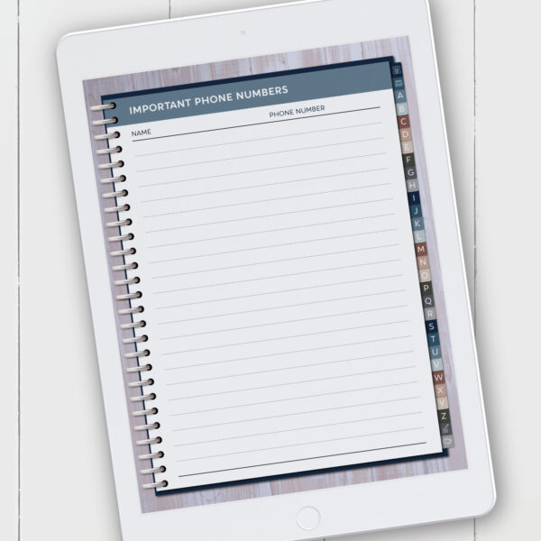 Digital Beach Address Book with A to Z Hyperlinked Tabs for Goodnotes and iPad - Image 3