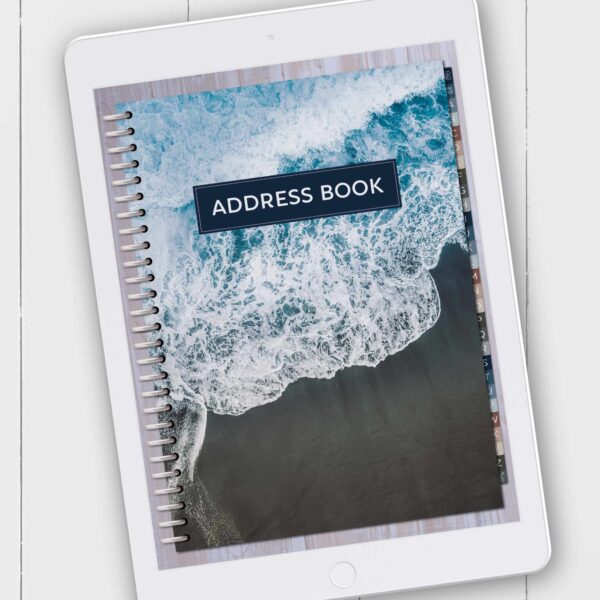 Digital Beach Address Book with A to Z Hyperlinked Tabs for Goodnotes and iPad